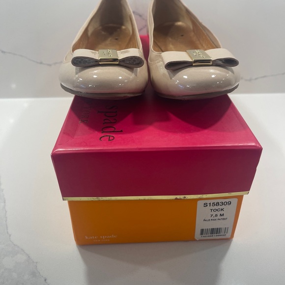 KATE SPADE Tock Bow Ballet Flats Cream/Pink Patent Leather US7.5 - Picture 6 of 8